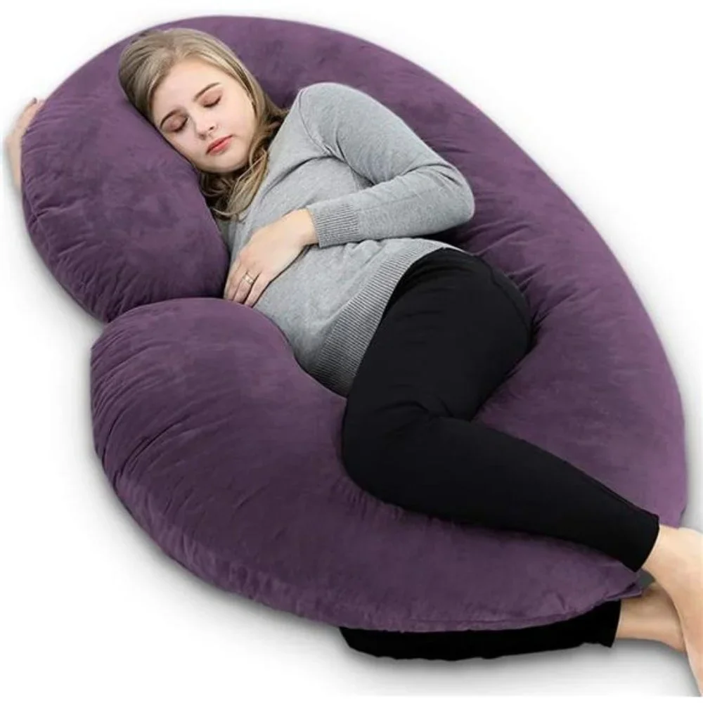 C-Shaped Pregnancy Pillow, Full Body Support Sleeping & Nursing Removable Cover
